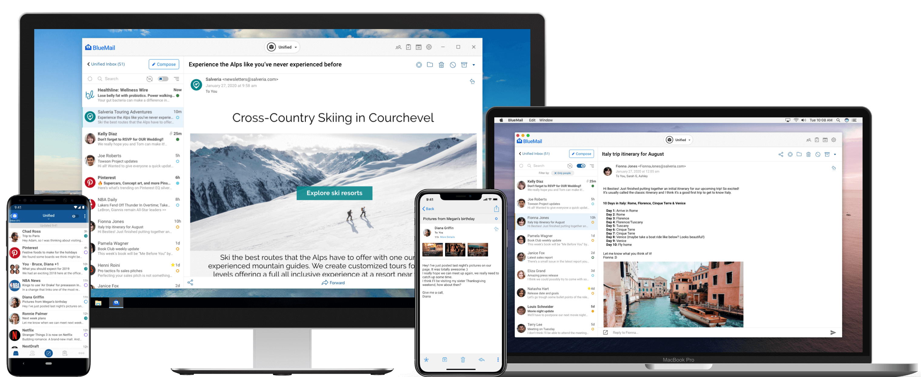 BlueMail Devices: Windows, Android, iOS, Gear, and iWatch